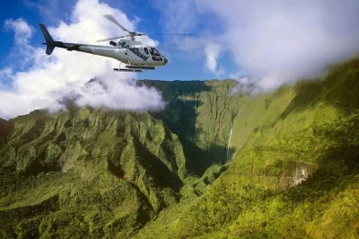 Sinta a emoção de voar sobre kauai em um helicóptero com portas abertas, passando pela costa na pali e pelo waimea canyon com um piloto local. inclui taxas e conforto para toda a família.