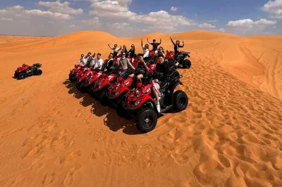 Feel the rush of dubai’s red dunes with quad biking, camel rides, live shows & bbq dinner. includes hotel pickup, local guide & all activities for a full desert escape.