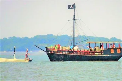 Kids become pirates on hilton head’s black dagger, with face paint, dress up, water cannon battles, and a treasure hunt. includes pirate gear and 90-minute cruise.