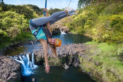 Erlebe den nervenkitzel auf 9 ziplines über wasserfällen und regenwald der big island, mit rennlinien, erfahrenen guides und kompletter ausrüstung – jetzt deinen platz sichern.