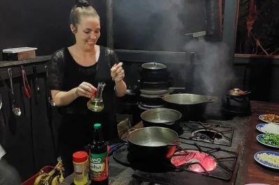Step into a costa rican kitchen with doña chela, cook over a wood stove, pick fresh garden ingredients, and share a homemade dinner. includes natural drink.