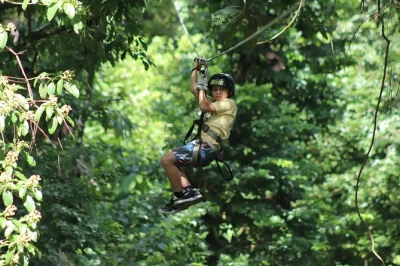 Vivi l’emozione di un percorso zipline vicino a la fortuna con vista sul vulcano arenal, avvistamento di animali e divertimento per tutta la famiglia. include attrezzatura e guide locali.