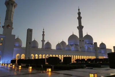 Step inside abu dhabi’s grand mosque, see qasr al watan palace, and cruise past yas island’s formula 1 track on a small group day trip with pickup from dubai.