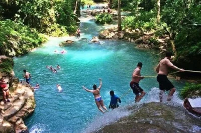 Feel the rush at blue hole, climb dunn’s river falls, then unwind with cocktails and a tapas lunch at bamboo beach club. includes pickup and local guides.