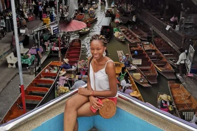 Feel the thrill at maeklong railway market as trains roll past vendors, then drift by boat to damnoen saduak floating market. private tour, local guide, hotel pickup.