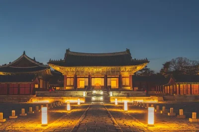Wander seoul by night with palace strolls, street food tastings at gwangjang market, and lantern-lit temple moments. includes transfers, skip-the-line treats, and local guide.