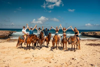 Feel the breeze on an aruba horseback ride from wild desert trails to caribbean coast, with hotel pickup and a friendly local guide. includes water & safety gear.