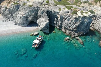 Swim in rhodes’ bluest bays, snorkel traganou caves, sip fresh cocktails, and relax on a catamaran with snacks. includes hotel pickup and local guide.