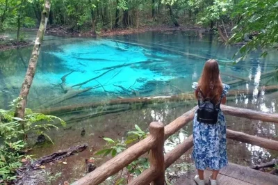 Krabi entdecken: im smaragdgrünen emerald pool schwimmen, in heißen vulkanquellen entspannen und den tigerhöhlentempel mit guide erklimmen. kleingruppentour mit abholung.