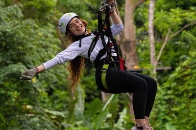 Feel the rush on 9 carbon fiber ziplines & 2 rappels at junglequi in el yunque. certified guides, all gear included, easy pickup options—book your adventure now.