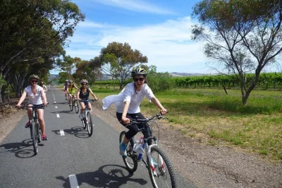 Pedal through mclaren vale vineyards, taste local wines, and share lunch with a small group. includes hotel pickup from adelaide and a friendly local guide.