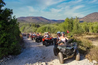 Feel the cretan wind on a quad safari from bali, rethymno & panormo. explore melidoni cave, visit pottery villages, with local guide and snacks included.