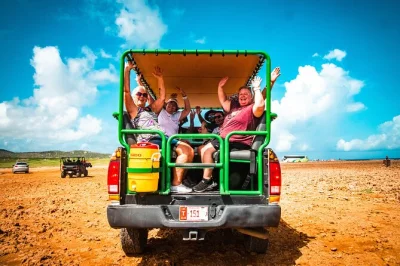 Feel aruba’s wild side on a jeep safari—cave pool swims, cliff jumping, natural bridges, and secret beach time. includes snacks and local guide pickup.
