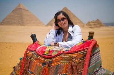 Feel the ancient energy of giza’s pyramids, meet the sphinx up close, and ride camels across the plateau. includes hotel pickup, expert egyptologist guide, and lunch.