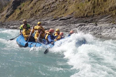 Feel the thrill of family rafting on queenstown’s shotover river, travel through skippers canyon, and hear gold rush tales with a local guide. includes snacks and all gear.