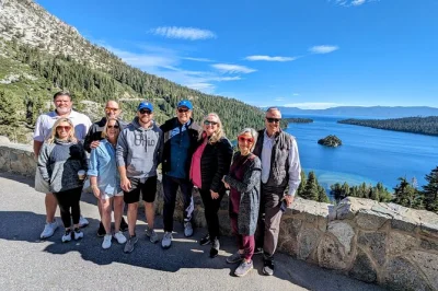 Circle lake tahoe in a small group van tour—see film sites, emerald bay, sand harbor, and more with a local guide. includes snacks, drinks, and parking fees.