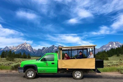 Feel the wild of grand teton at dawn or dusk with a small group, local guide, and open-air or heated vehicle. includes snacks, binoculars, and hotel pickup.