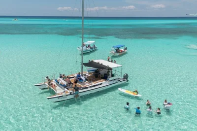 Vivi l’esperienza in catamarano di lusso a cozumel, nuota con le tartarughe nel santuario, fluttua sopra le stelle marine di el cielo e gusta ceviche fresco con bevande incluse.