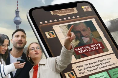 Step into cold war berlin with a scavenger hunt along the wall, solve puzzles, dodge stasi agents, and search for the escape tunnel—includes team challenges.