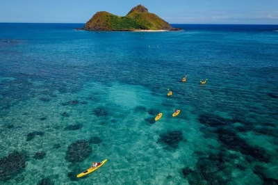 Explorez kailua bay à oahu en kayak ! pagayez jusqu’aux îles mokulua, faites du snorkeling avec les tortues à lanikai beach, profitez d’un déjeuner inclus, tout le matériel fourni.