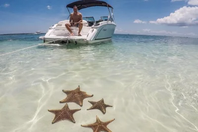 Swim with stingrays at stingray city, snorkel rum point reef, and relax at starfish point on a private grand cayman boat charter with local crew. includes gear.