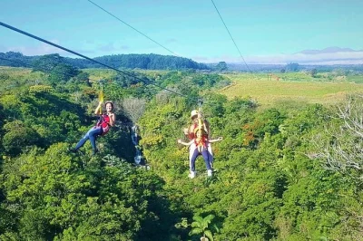 Vivez l’adrénaline sur la big island d’hawaï avec 8 tyroliennes, un pont suspendu et une vue spectaculaire sur les cascades de kamaee — entrée gratuite aux jardins et photos souvenirs incluse