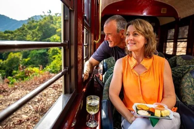 Viaggia sul kuranda scenic railway in gold class, sorvola la foresta pluviale con lo skyrail e scopri la fauna di kuranda con pickup incluso e tempo libero.