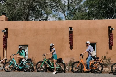 Feel the rhythm of santa fe on a small-group e-bike ride through historic neighborhoods, art-filled districts & peaceful parks. includes e-bike rental & helmet.