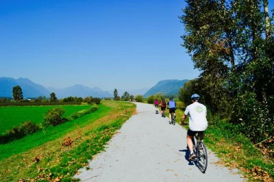Erlebe vancouver mit einer geführten wanderung durch lynn canyon, überquere die hängebrücke und radle danach den trans canada trail in pitt meadows. inklusive mittagessen & abholung.