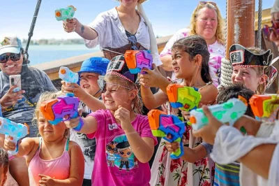 Step onto a real pirate ship at john's pass in madeira beach, sail the gulf with a lively crew, join games and stories, and enjoy sightseeing with water included.