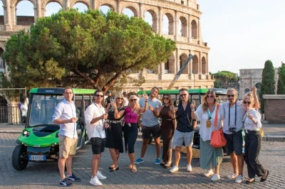Feel the city breeze on a rome golf cart tour—see the colosseum, trevi fountain, spanish steps & more with a local guide. includes water and flexible stops.
