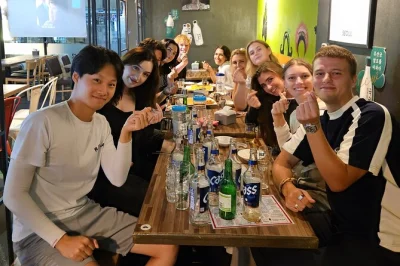 Laugh, play, and taste somaek with locals in seoul’s buzzing hongdae nightlife. includes korean drinking games, friendly guide, and a kimchi seafood pancake snack.