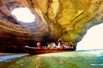 Feel the wind on a fast boat from lagos to benagil caves, with live guide commentary and close-up views of algarve’s wild coast. includes all fees.