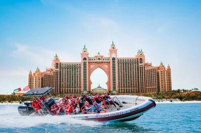 Feel the rush on a dubai speedboat tour past marina, palm jumeirah, atlantis & burj al arab. includes live guide, bottled water, and plenty of photo stops.
