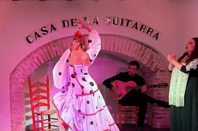 Viva o ritmo do barrio de santa cruz em sevilha com um show de flamenco na casa de la guitarra, incluindo entrada no museu de guitarras de josé luis postigo. acessível para cadeirantes.