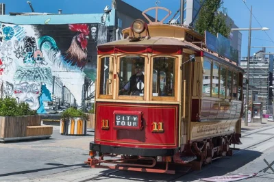 Step onto the historic christchurch tram for a relaxed city loop with live commentary, 18 stops, and flexible all-day hop-on hop-off tickets. collect at cathedral junction.