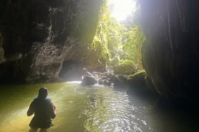 Swim in charco azul’s blue canyon, explore cuevas arenales caves, and relax at mar chiquita beach. includes free adult drinks, life jackets, and air-conditioned transport.
