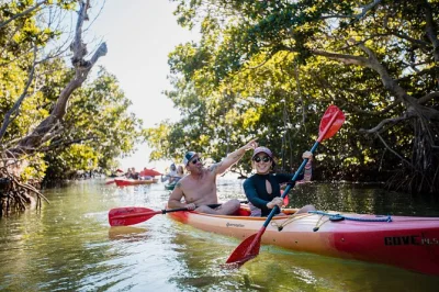 Partez de key west pour une aventure en kayak, snorkeling et voile au coucher du soleil en petit groupe. snacks, boissons, matériel et guide local inclus pour une expérience relaxante sur l’eau.