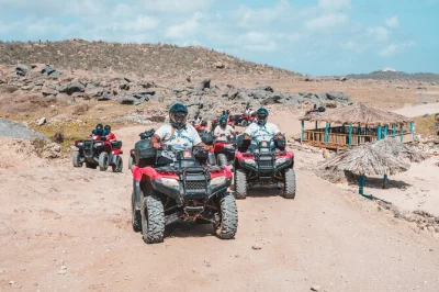 Feel aruba’s wild north coast on an atv tour—explore bushiribana gold mill ruins, alto vista chapel, and end with a swim at the cave pool. includes pickup.