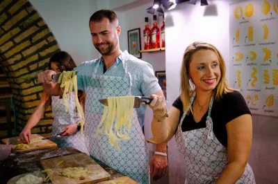 Roll pasta dough, layer tiramisu, and laugh with a local chef in rome’s heart. small group class near termini includes drinks, recipes, and all ingredients.