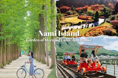 Lose yourself in nami island’s tree-lined paths, stroll the garden of morning calm, and pedal the gangchon railbike—all with a local guide and round-trip transfer.