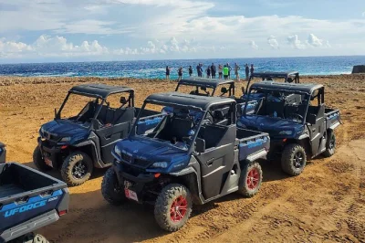 Feel the grit of aruba’s wild side in a half-day utv adventure—explore cave pool, natural bridge, and bushiribana gold mill ruins with hotel pickup included.