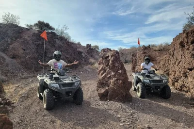Feel the mojave wind, ride a 450cc atv near las vegas, and follow local guides on sandy trails. includes mandalay bay pickup, gear, and water for your adventure.
