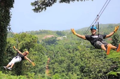 Feel the rush on 8 rainforest ziplines near puerto rico’s lush foothills, with pro guides, all safety gear, and bottled water included. arrive early for check-in.