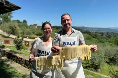 Roll pasta by hand, make gelato with local chefs, and sip tuscan wine in the countryside near florence. includes roundtrip transport and homemade lunch.