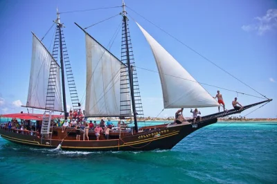 Sail aruba’s coast on a classic pirate schooner, snorkel malmok reefs & antilla shipwreck, swing off the deck, and enjoy a bbq lunch with open bar. includes snorkel gear.