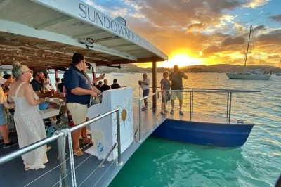 Sip sparkling wine as you cruise pioneer bay from airlie beach, spot turtles near pigeon island, and enjoy an antipasto platter—all on a relaxed sunset catamaran with pickup.