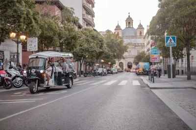 Descubre madrid desde un eco tuk tuk privado, pasando por el palacio real, museo del prado y mercados vibrantes. recogida junto al palacio real con conductor local.