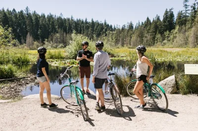 Vivi il vento tra gli alberi di stanley park, pedala sul seawall, scopri i totem e goditi le viste sulla città in un tour in bici a vancouver con guida, bici e casco inclusi.