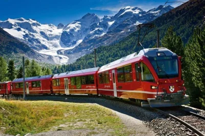 Disfruta el tren rojo bernina desde milán a st. moritz con vistas a glaciares, chocolate suizo y guía local. incluye traslado de ida y vuelta en autobús.
